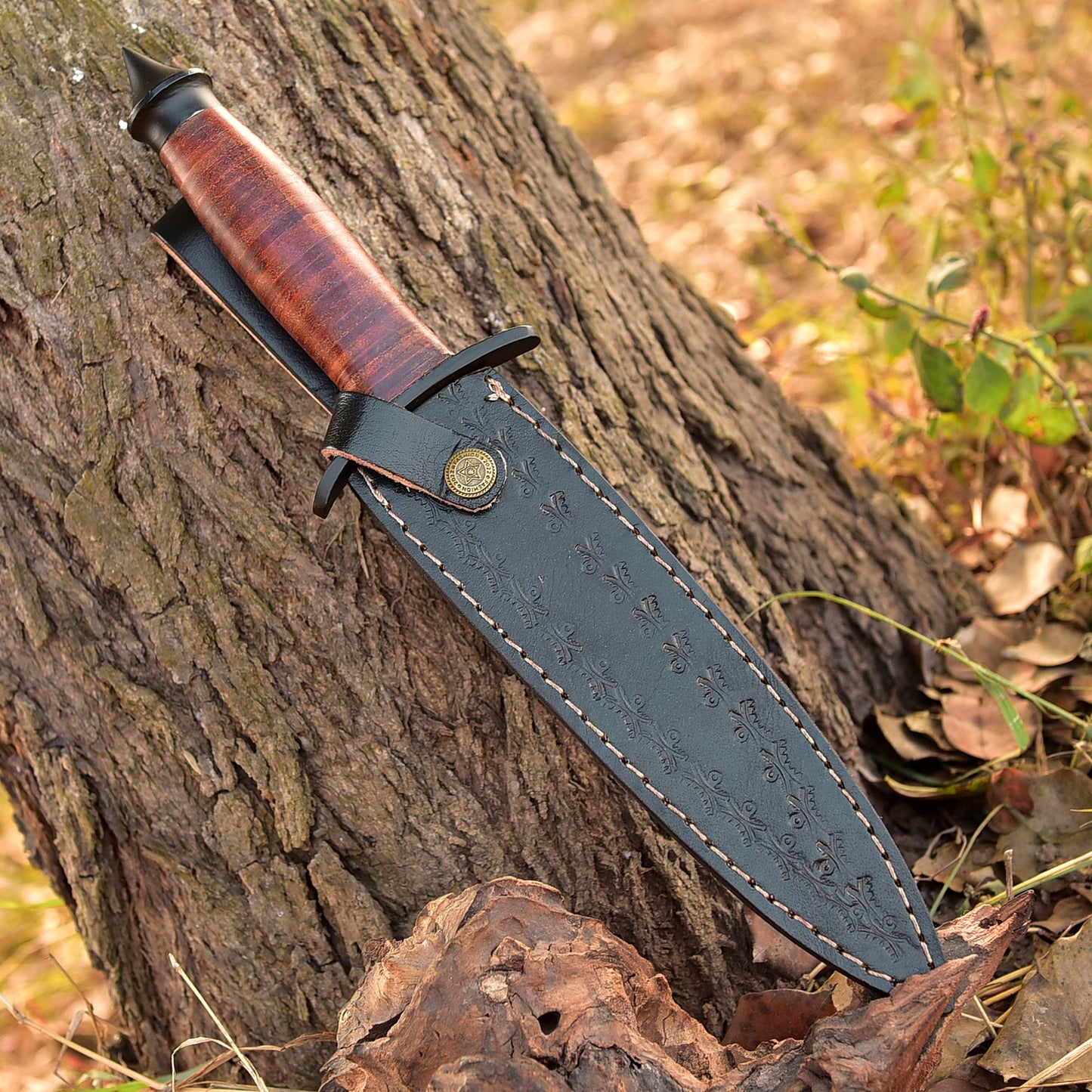 V-42 Dagger 440 Leather Replica US Special Forces WWII Fixed Knife x-726