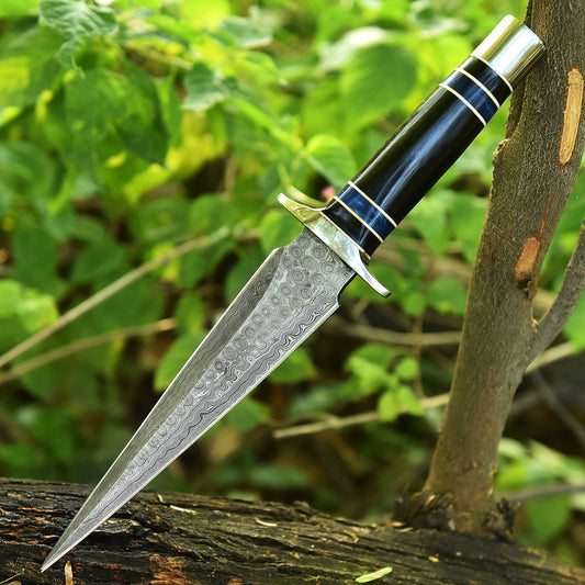 Handmade Damascus Steel Double Edge Blade Dagger Knife Resin Handle