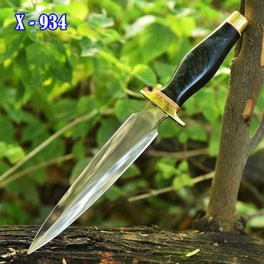 Handmade Carbon Steel Blade Double Edge Dagger Resin Brass Guard Handle