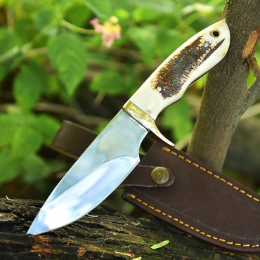 Custom Handmade Fixed Blade Skinner knife - Stag antler Handle