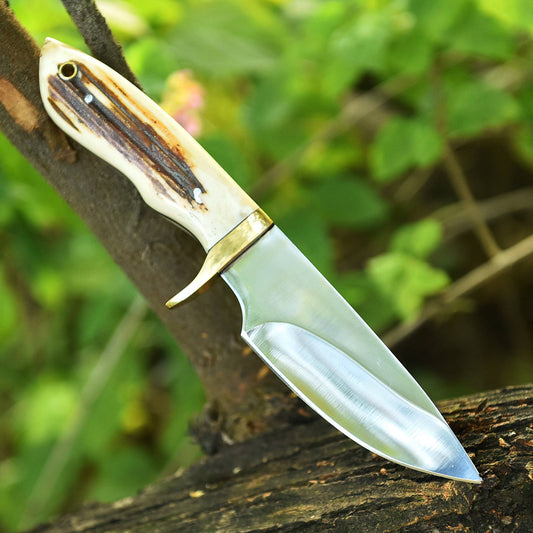 Custom Handmade Fixed Blade Skinner knife - Stag antler Handle