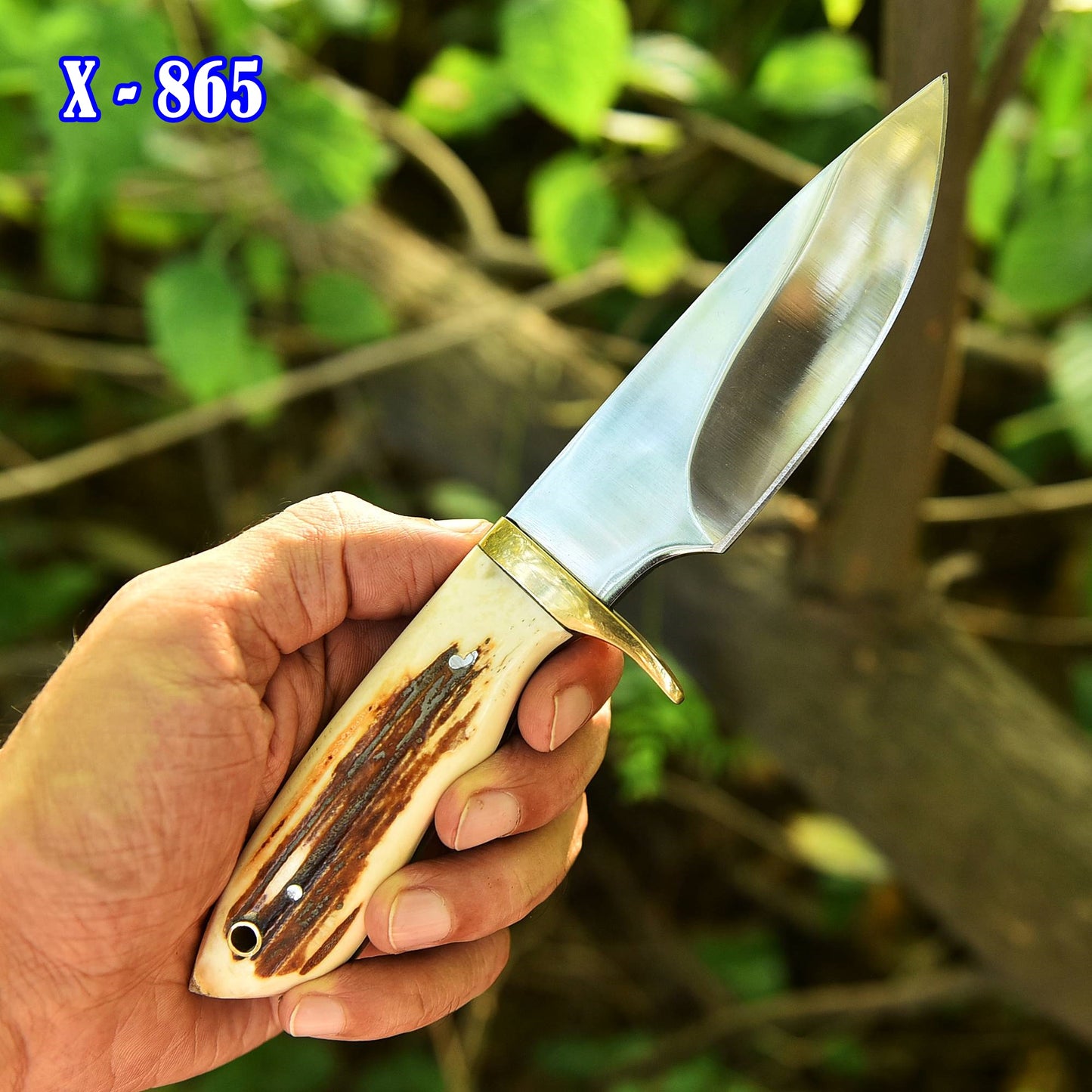Custom Handmade Fixed Blade Skinner knife - Stag antler Handle