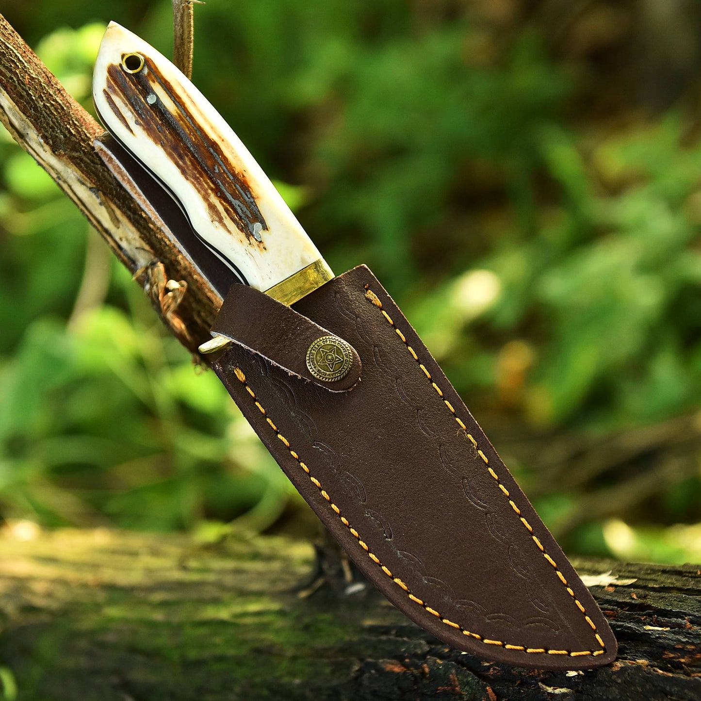 Custom Handmade Fixed Blade Skinner knife - Stag antler Handle