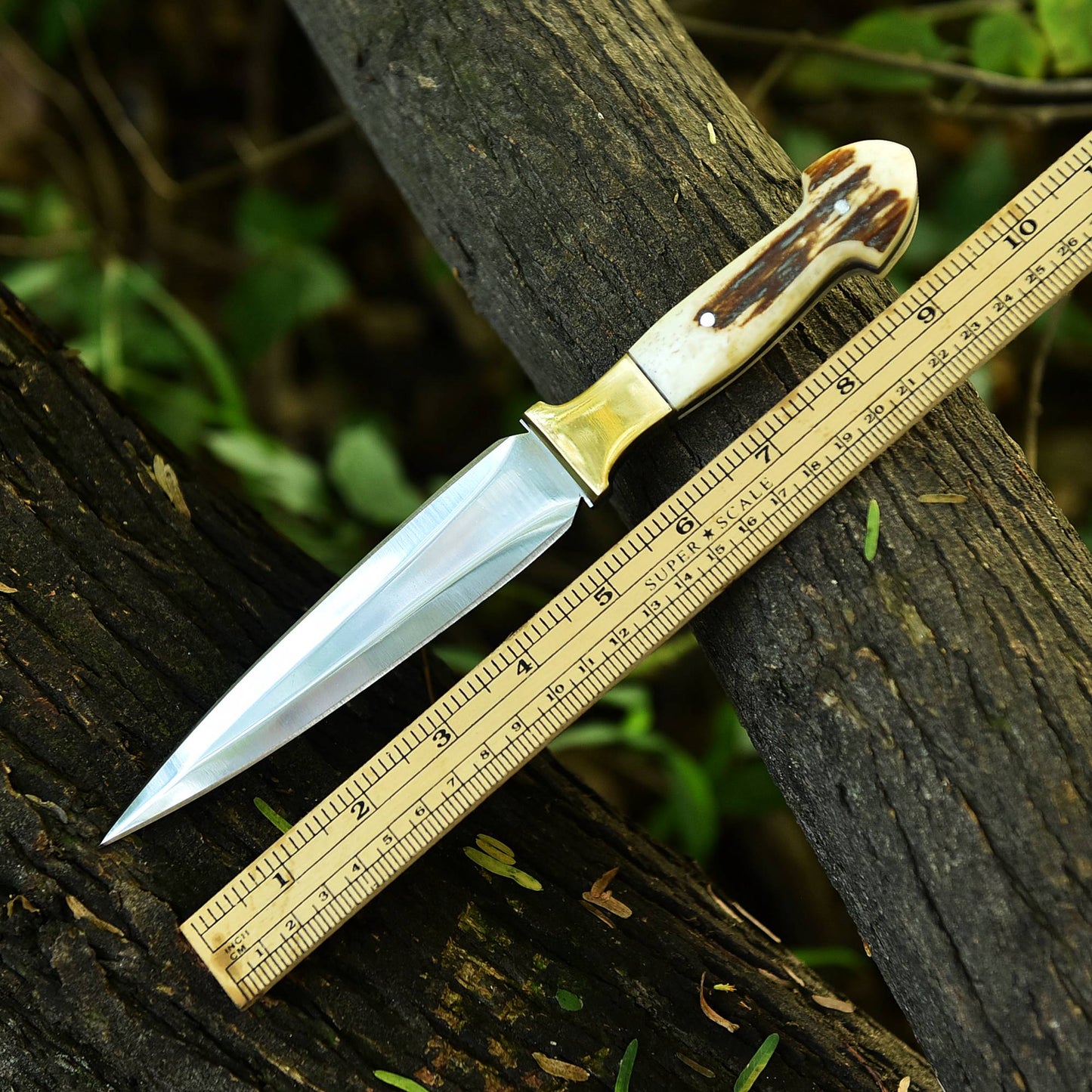 Handmade Carbon Steel High Polish Blade Hunting Dagger Knife Stage Handle