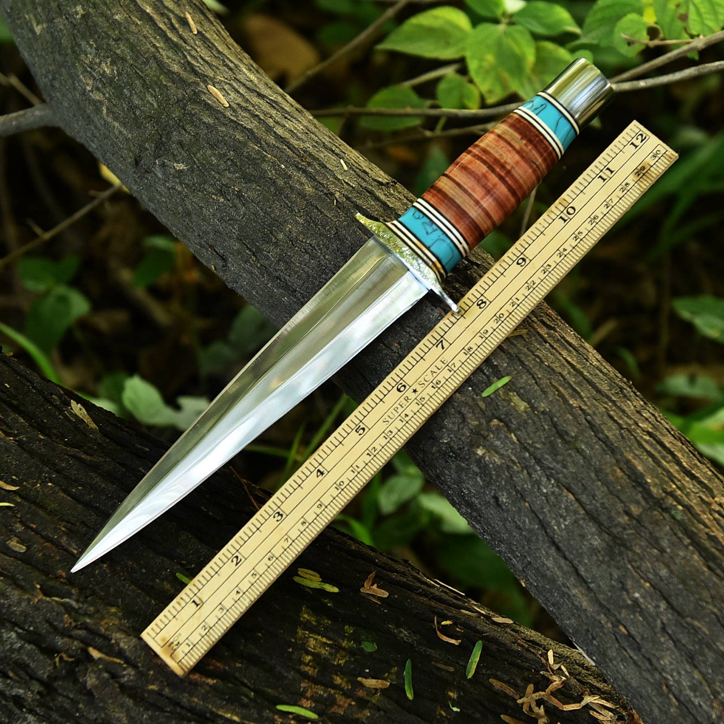 Custom Handmade 1095 Carbon Steel Dagger EDC Knife Leather Resin Handle