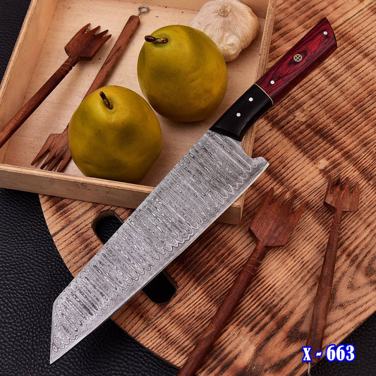12" Handmade Damascus Steel Forged Chef Knife Resin & Wood Handle