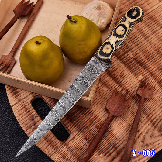 12" Handmade Fillet Damascus Chef Knife Wood Handle x-665