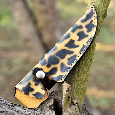 Custom Handcrafted Collector’s Edition Leopard Print Leather Knife Sheath