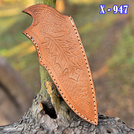 Leather Sheath For Fix Blade knife Multi-Tool - Leaf Engraved & Design
