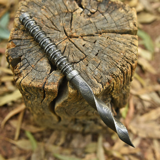 Artisan Forged Damascus Steel Twist Blade Medieval Inspired Dagger Knife