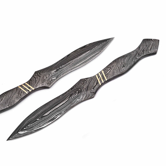 Damascus Dagger Knife Double-edged Fixed Blade Boot Knife Full Tang x-112