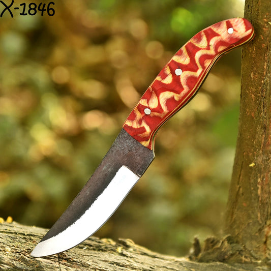 Handmade Carbon Steel Blade Skinner Knife Outdoor Hiking Camping Adventure