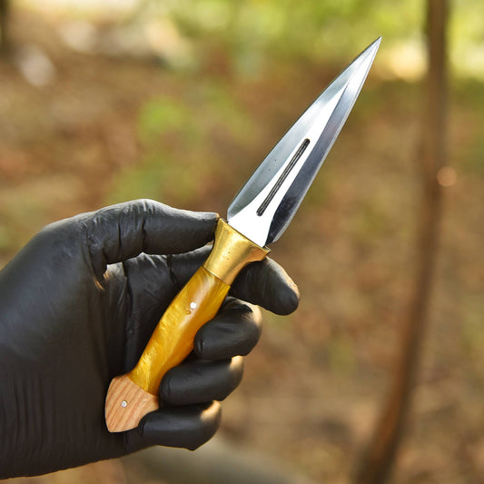 Elite Handcrafted Outdoor Adventure D2 Double Edge Dagger With Sheath