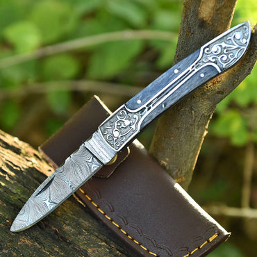 Damascus Steel Folding Blade Outdoor Camping Hunting Pocket Knife EDC