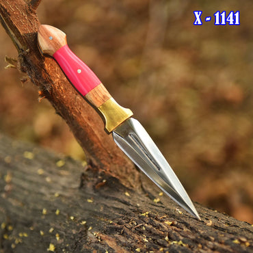 Elite Handcrafted Double Edge Dagger Knife Resin Wood Brass Bolster Handle