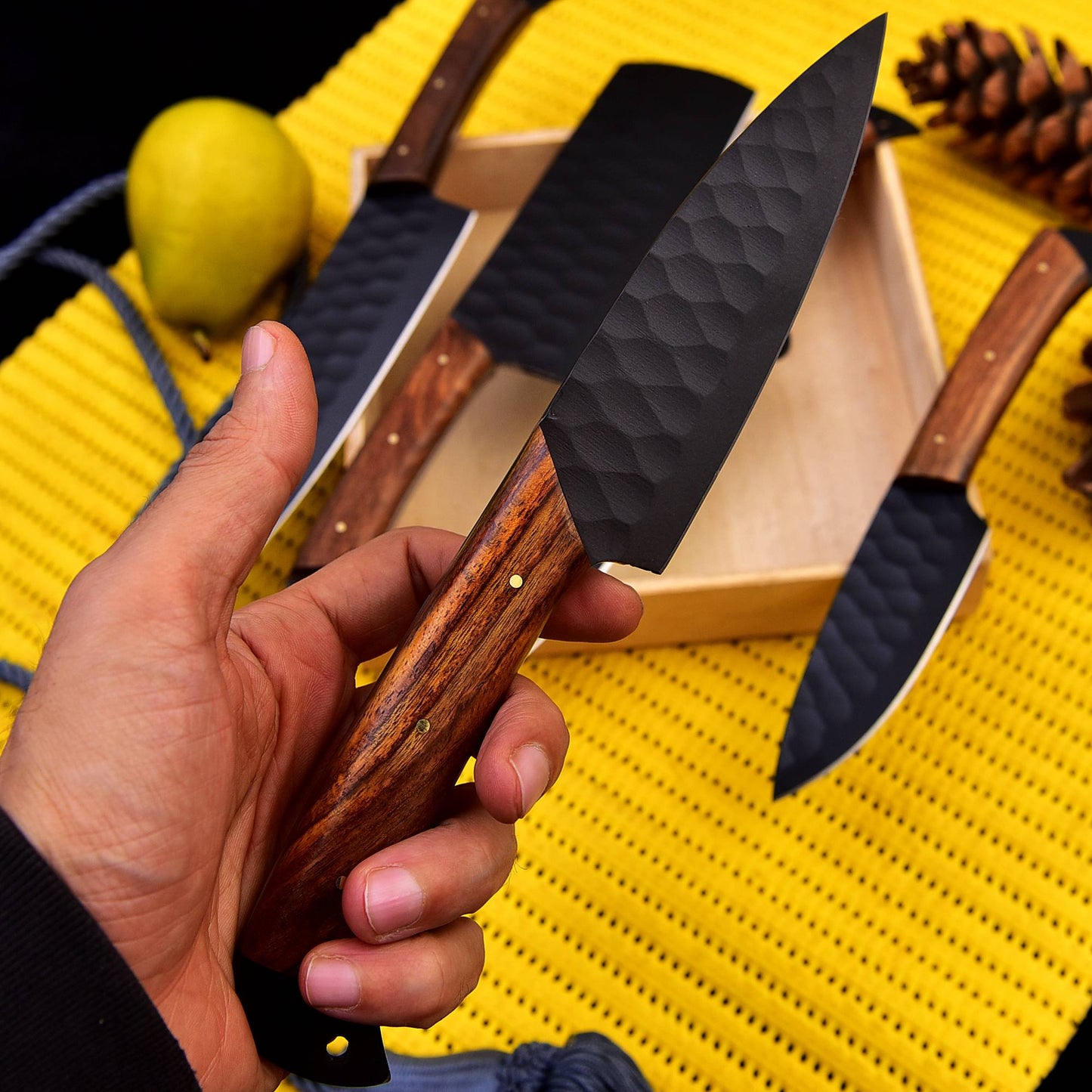 German Carbon Steel Chef Knives Set- Kitchen Knife Set Wood Handle x-260