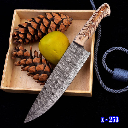 12" Handmade Damascus Steel Chef Knife with Pinecone Handle x-253