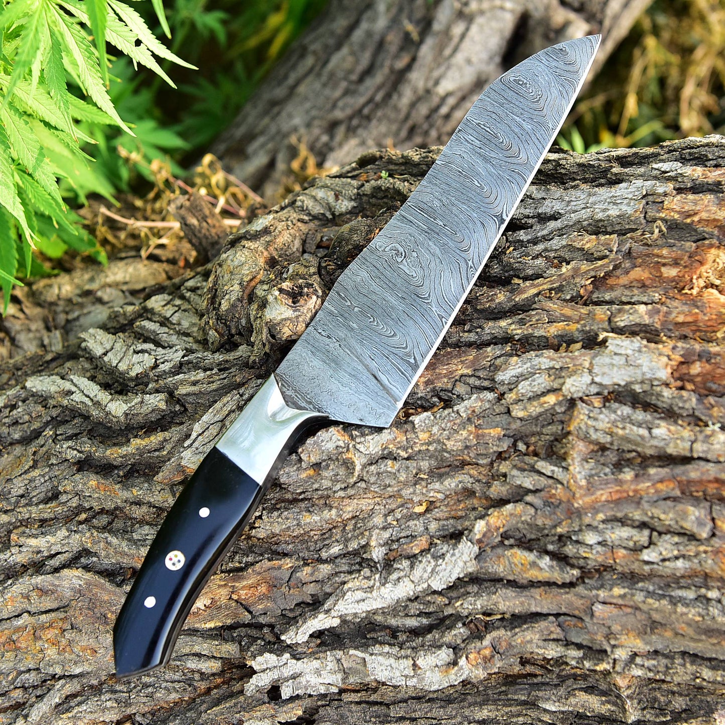 12" Handmade Damascus Chef Knife Buffalo Horn Handle, 8" inch Damascus Blade VG10 Cooking Knife