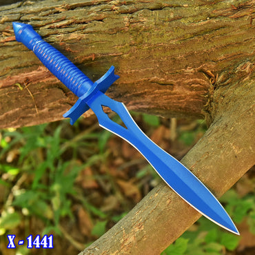 Tactical EDC Handcrafted Carbon Steel Double Edge Blade Dagger Knife With Sheath