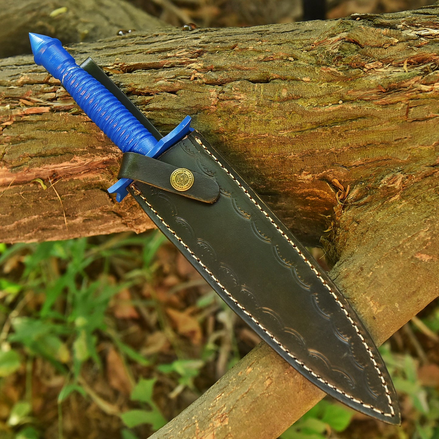 Tactical EDC Handcrafted Carbon Steel Double Edge Blade Dagger Knife With Sheath