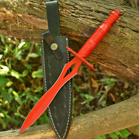 Custom Handmade Carbon Steel Blade Double Edge Dagger Knife Full Tang