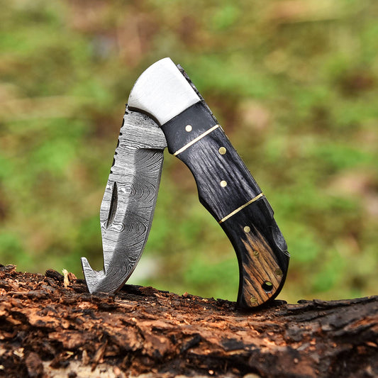 Custom Hand Forged EDC Damascus Steel Blade Folding Blade Pocket Knife