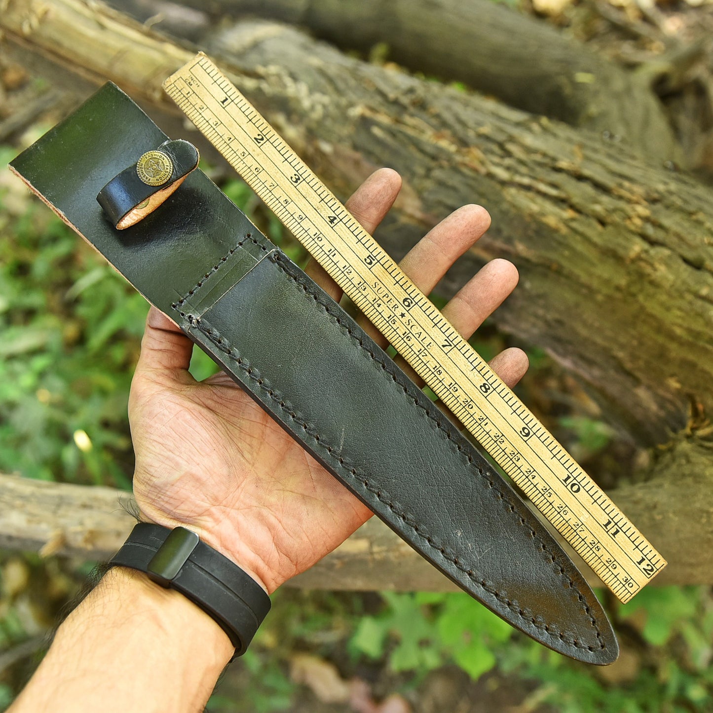 Premium Build Tactical Double Edge Blade Knife Leather Buffalo Sheath