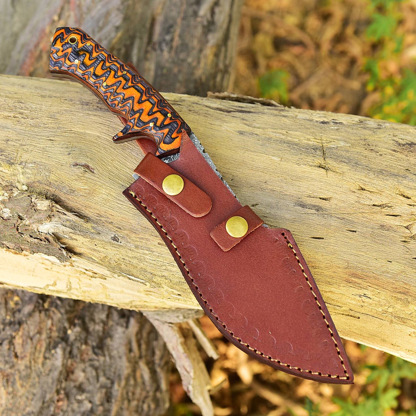 Handmade Forged Damascus Steel Gurkha Kukri Knife Survival EDC 12”With Engraved Wood Handle