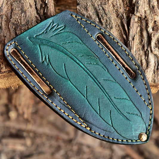 Premium Hand Stitched Outdoor Leather Folding Knife Engraved Sheath