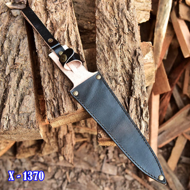 Outdoor Carry Durable Top Grain Leather Double Edge Knife Sheath