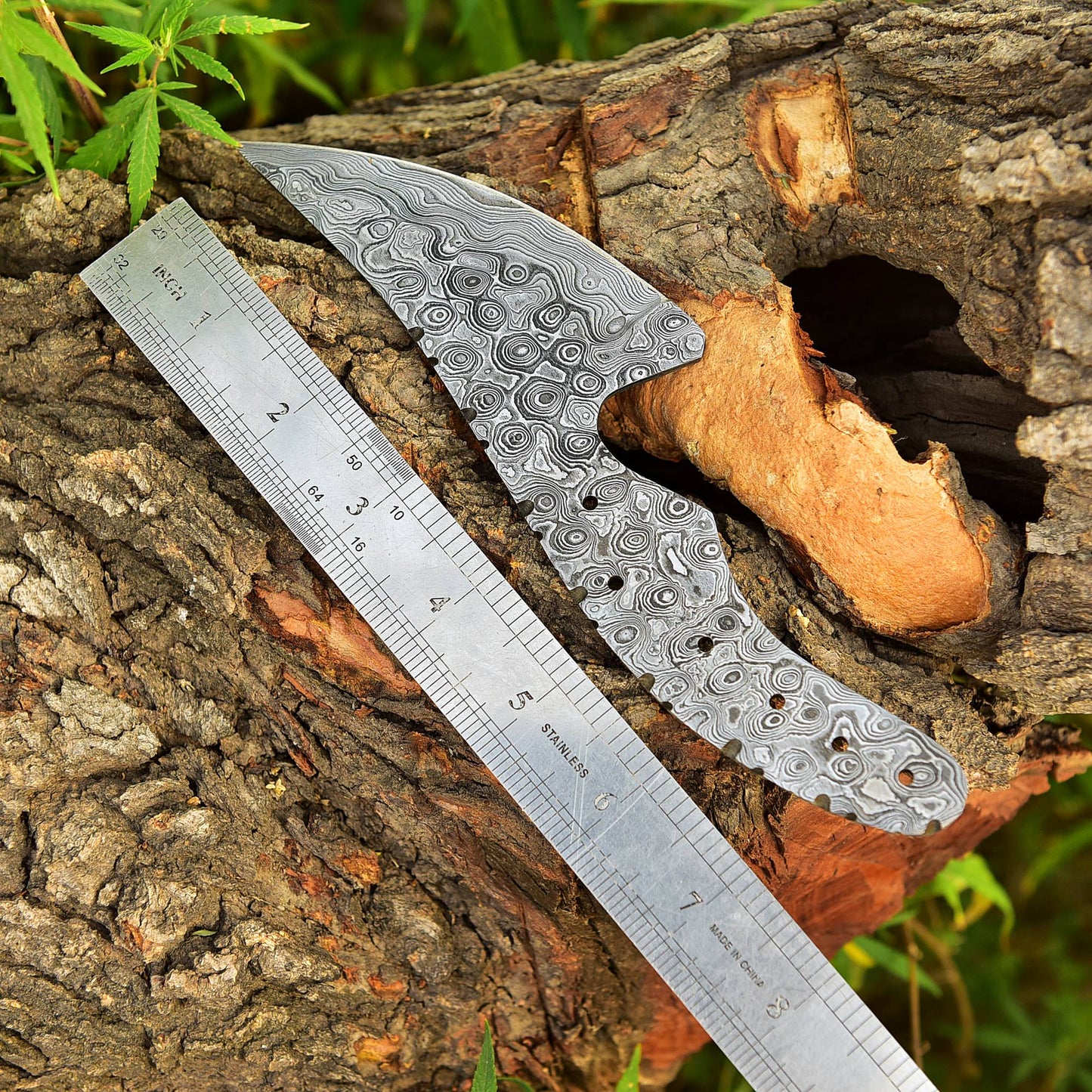 Custom Handmade Damascus Steel Blade Full Tang Skinner Blank Blade