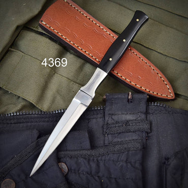 German Knife Double - Edged Blade Full Tang Slick Boot Knives with Leather Sheath x-265