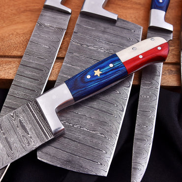 Handmade Damascus Chef Knife Set 5 Pieces Forged Kitchen Knife Set