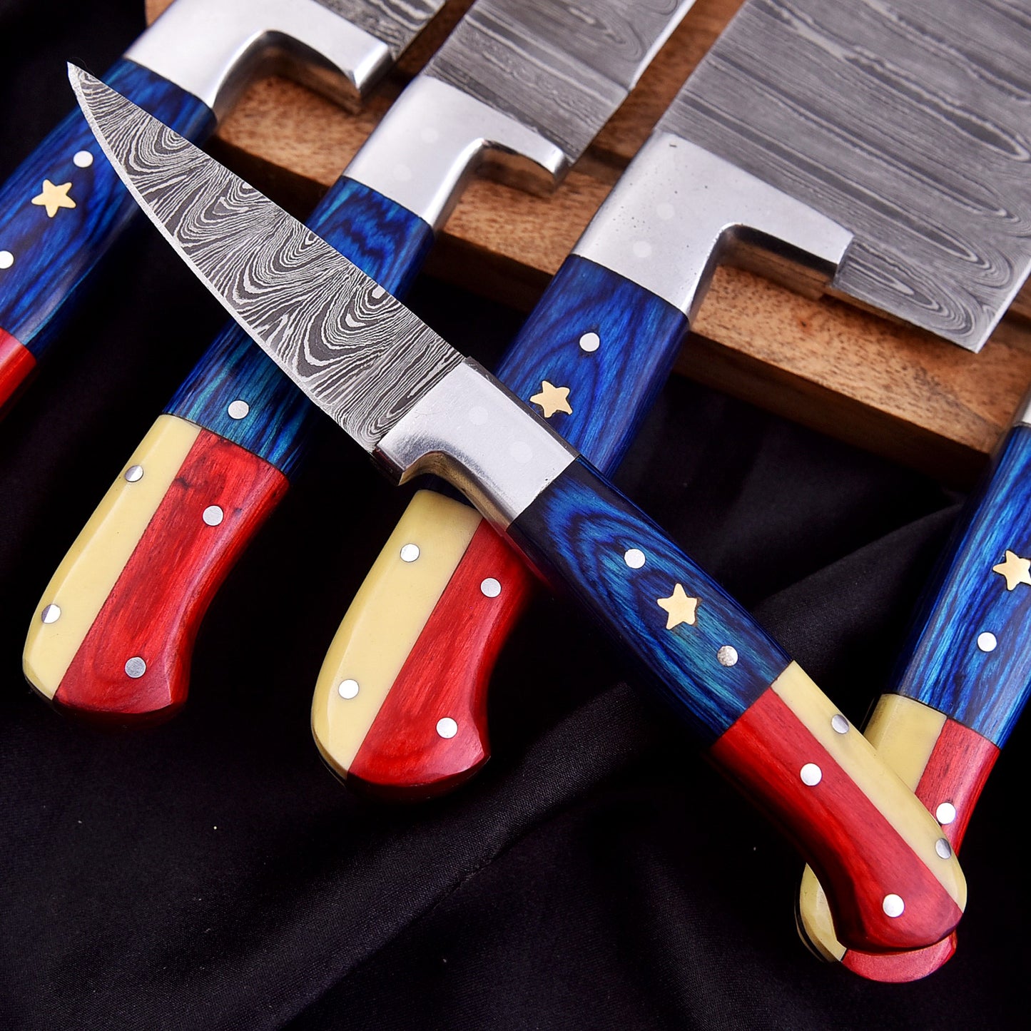 Handmade Damascus Chef Knife Set 5 Pieces Forged Kitchen Knife Set