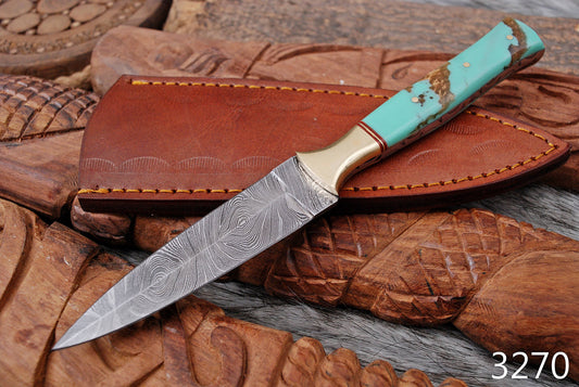 Custom Hand Forged Damascus Steel Double Edge Blade Dagger With Sheath