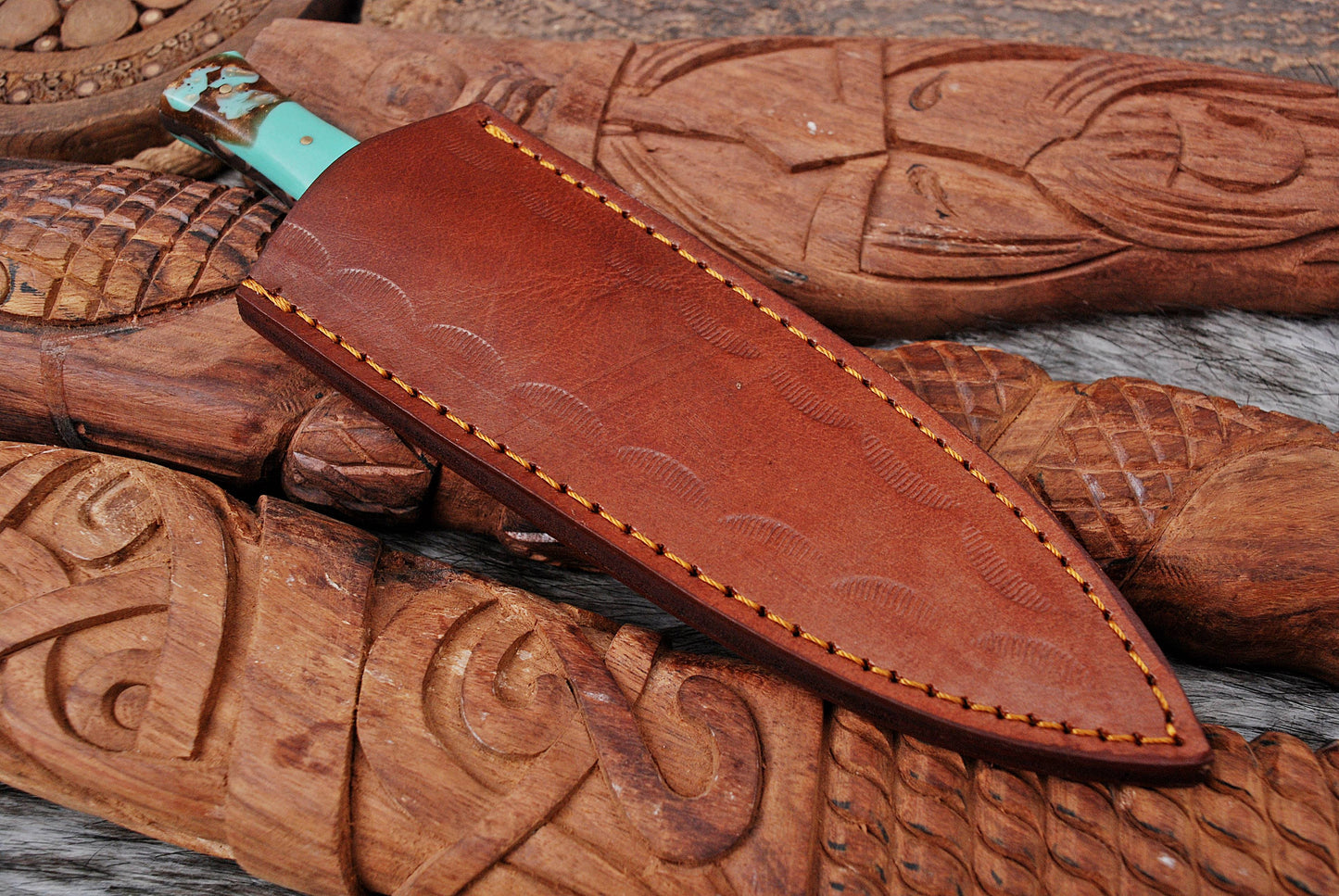 Custom Hand Forged Damascus Steel Double Edge Blade Dagger With Sheath