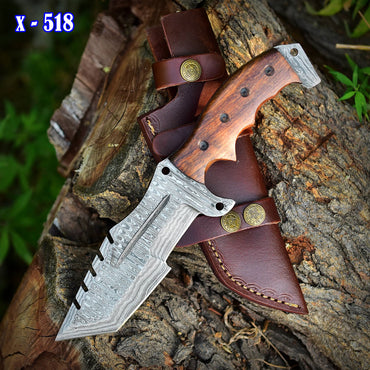 Heavy Duty Handmade Damascus Steel Tracker Bushcraft Camping Knife