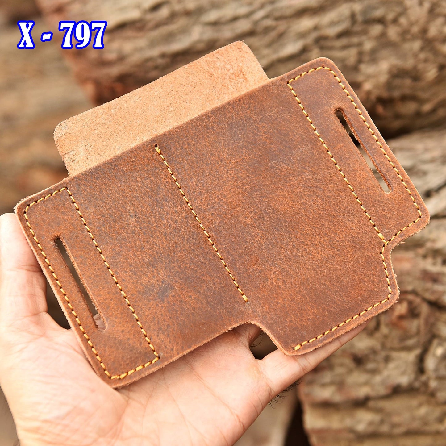 Custom Handmade Top Grain Leather Folding Knife Sheath