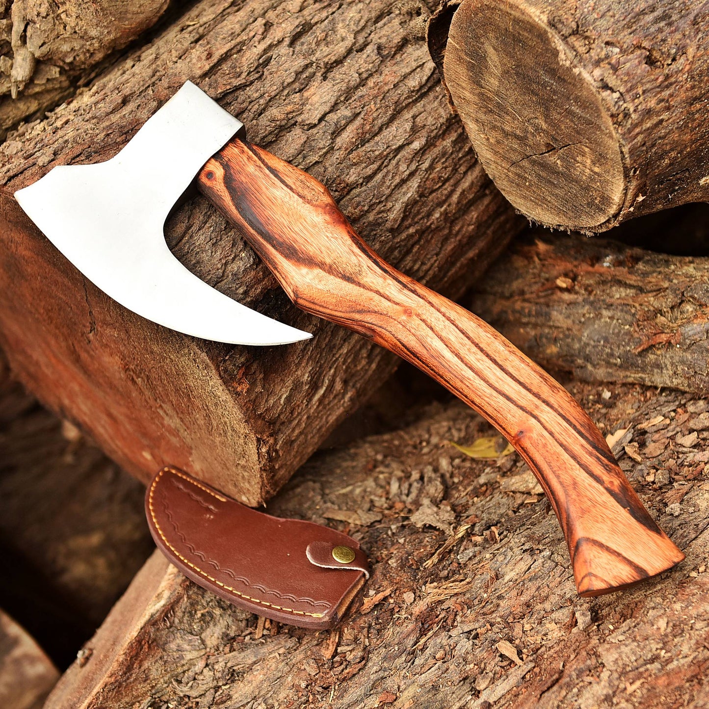 Premium Viking Axe, Hand Forged Viking Camping Axe with Dark wood Shaft & Carbon Steel