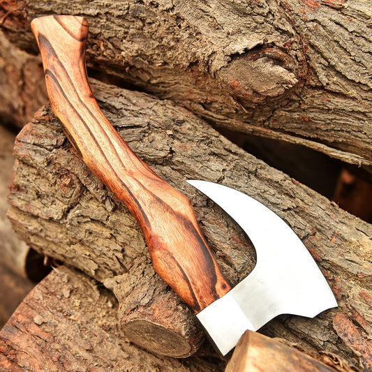 Premium Viking Axe, Hand Forged Viking Camping Axe with Dark wood Shaft & Carbon Steel