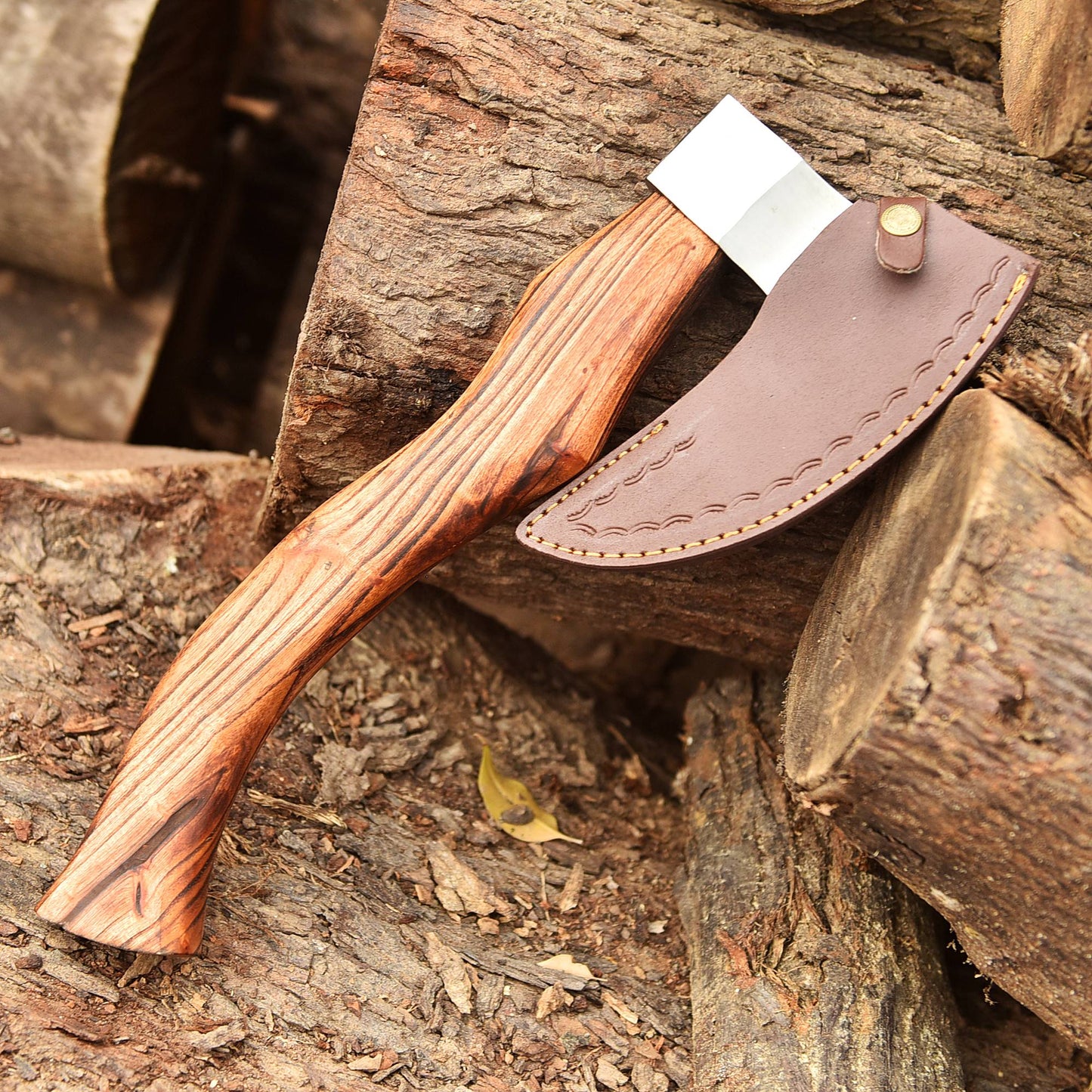 Premium Viking Axe, Hand Forged Viking Camping Axe with Dark wood Shaft & Carbon Steel