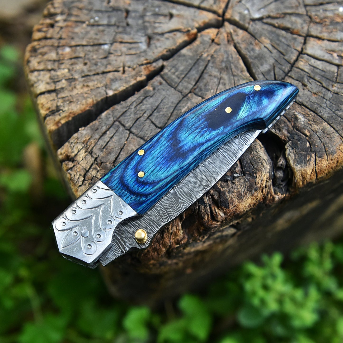 Hand Forged Collector Edition Damascus Steel Folding Blade Pocket Knife EDC