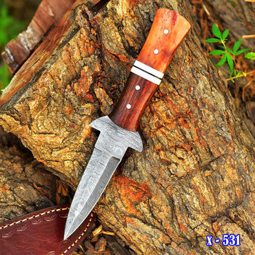 Custom Forged EDC Damascus Steel Dagger Knife Hunting Outdoor Blade