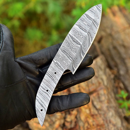 Custom Handmade Damascus Steel Full Tang Skinner Blank Blade
