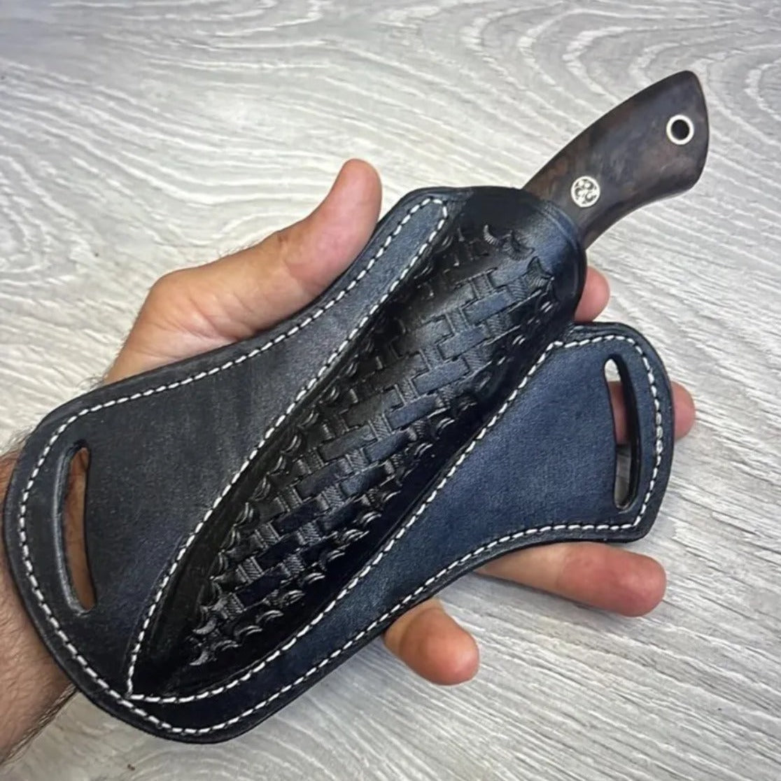 Handmade Pancake Leather Sheath for Fixed Blade Knife - 6 inch, 2 inch Width - High-Quality, Custom-Fitted Accessory for Hunting, Camping, and Outdoors