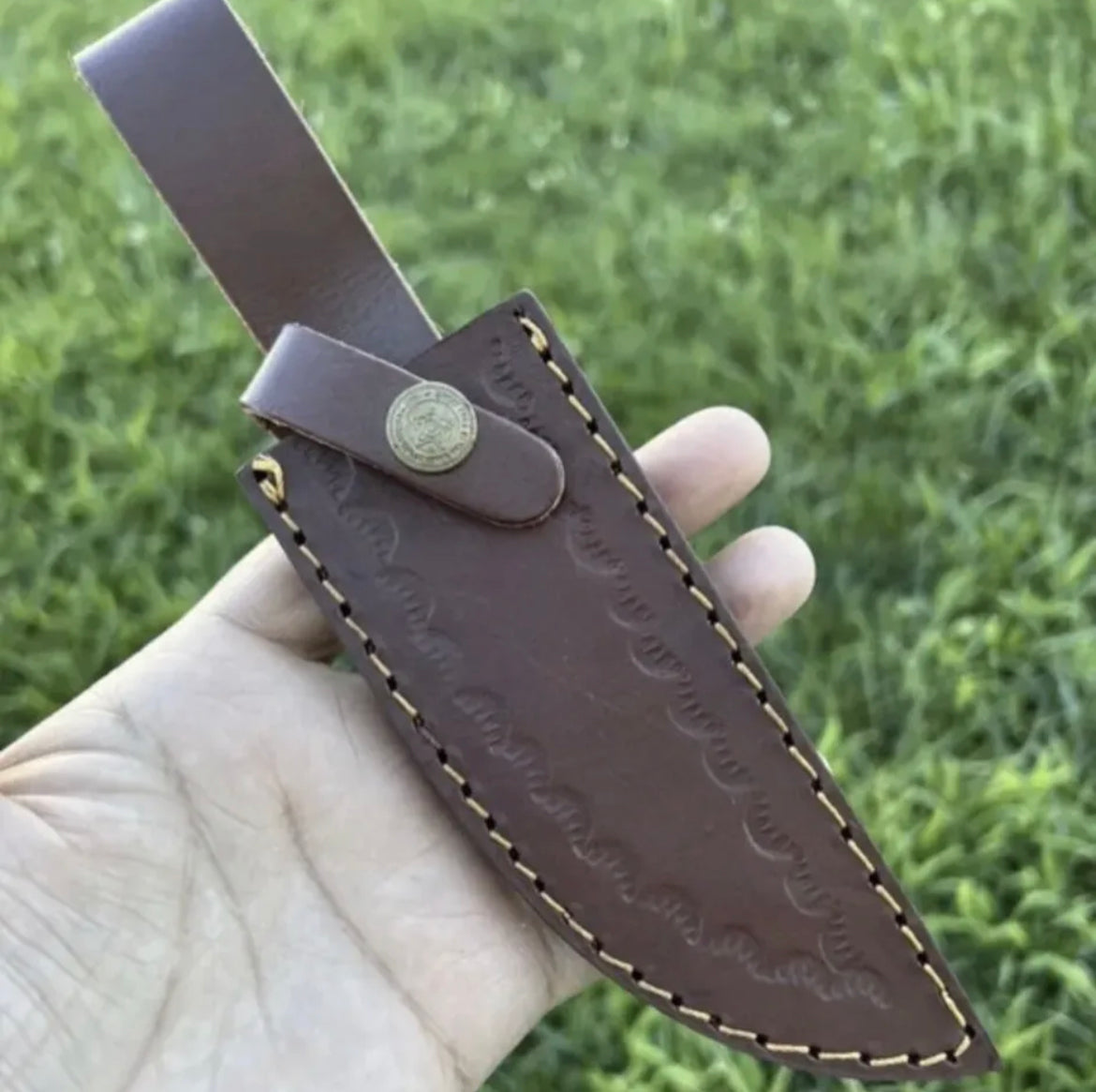 8" Handmade Damascus Steel Hunting Knife with Stag Antler Handle
