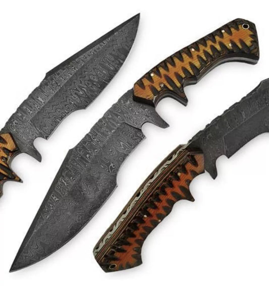 Handmade Forged Damascus Steel Gurkha Kukri Knife Survival EDC 12”With Engraved Wood Handle