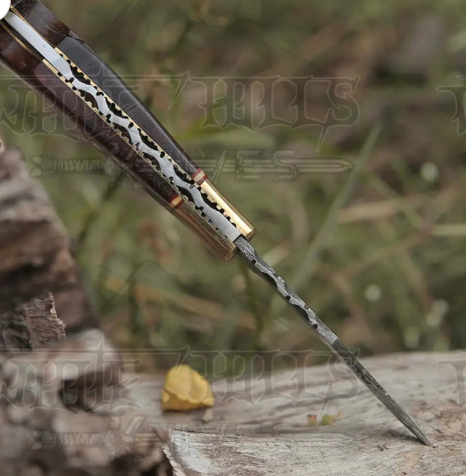 Customs Hand Made Damascus Steel Folding Blade Pocket Knife Vintage Design