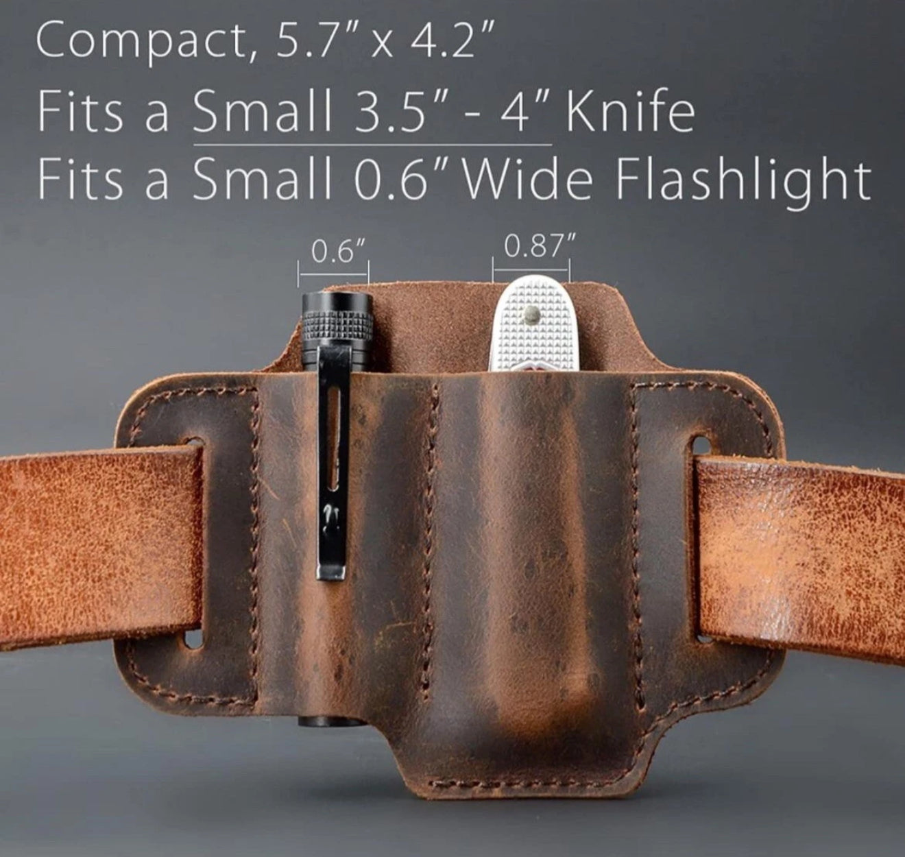 EDC Leather Sheath for LeatherMan Multitools, Belt Sheath Pocket Knife Organizer Tactical Flashlights Tools