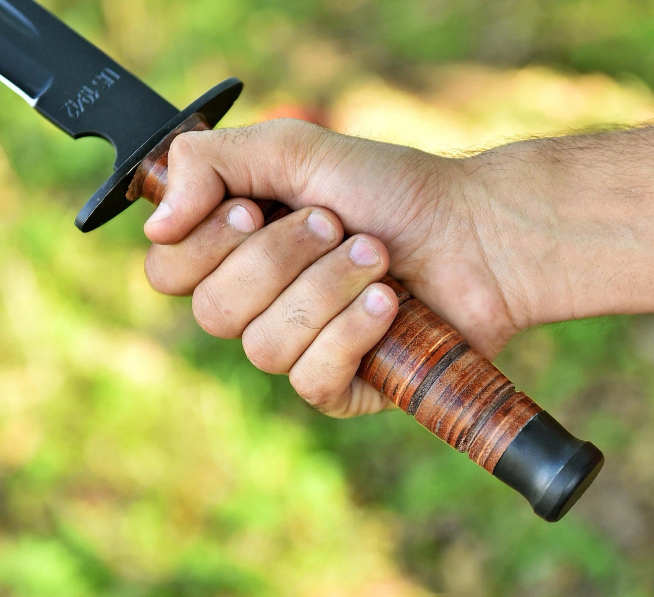 Handmade 1942 US Combat Sword with Leather Sheath | USMC Replica | Overall 27.5" Knife